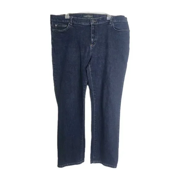 Lauren Ralph Lauren Jeans Women Plus Size 16W Straight High Rise Dark Wash Blue - Picture 1 of 9